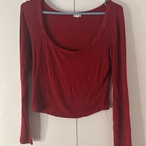 Garage Deep Red Long Sleeve Top